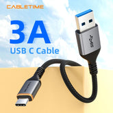CABLETIME- Premium USB3.0 AM to CM CABLE, 5Gbps/3A charging, Nickle plated, Blue Insulation, Support Fast Charge 5V/3A (FOR 1M, OVER 1m, 2.1A), Aluminum Housing (Space Grey), with USB3.0 Print, Tested: ROHS, REACH, SKU- CT-AMCMG1-AG1