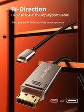 CABLETIME- Bi-Direction USB Type C to DisPlayPort Cable 8K/60Hz, Male to Male, Gold Plated, Resolution: 8K60Hz 4K144HZ Max, Shell: Zinc Alloy, Wire: USB3.2 CABLE Jacket:Black Braided, OD:5.1mm, SKU- CT-CBD8K-ZG1