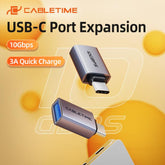 CABLETIME- 10Gbps USB3.2 USB-C Male to USB -A Female OTG adapter Aluminium, USB-C male to USB-A Female, Charge: 5V3A Max, Transmit Rate: 10Gbps, Material: Aluminum+PVC, SKU- CT-CMAF10-AG