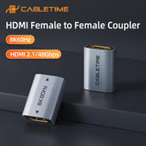 CABLETIME- Adaptor 8K HDMI F/F, Gold Plated, Aluminum 8K60HZ, SKU- CT-HEF8K-AG