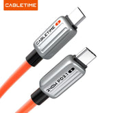 CABLETIME- Magnetic PD240W USB-C Cable 1. Connector: USB C Male Nickle-plated, with E-MARK 2. Current/Voltage:5A/48V 240 3. Transmission Rate