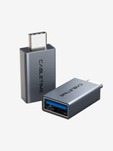 CABLETIME- OTG Adapter USB-C Male to USB3.0 Female, Charge: 0.5A max, Transmit Rate: 480Mbps, Nickle plated with Alumium Housing, SKU- CT-C160-PU33-CMAF(OTG)-AS