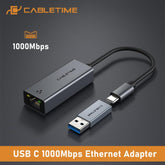 CABLETIME- USB-C to RJ45 1000Mbps Enternet Adapter (Customs number 8517 6200 000), SKU-CT-CML1000-AG