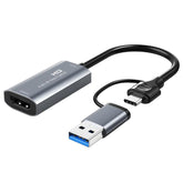 CABLETIME- USB A+C to HDMI Video Capture,1080p, SKU- CT-ACHC-AG