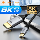 CABLETIME- USB TYPE C TO DP 8K CABLE C TO DP MALE , 32AWG CABLE WITH NYLON BRAIDING , 8K /60HZ , CE ROHS , SKU- CT-CMDP8K-AG2