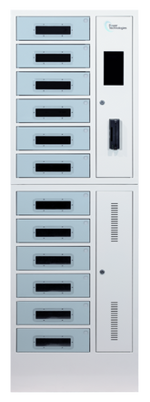 POWER TECHNOLOGIES 12 Bay Charging Locker with RFID Lock & Contact-less Access - 220V UK, MODEL- SC-Locker-12, SKU- LKR-SC-B12R-U