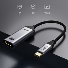 PREMIUM USB TYPE C TO HDMI Adapter, SUPPORT AUDIO-VIDEO 4K/60HZ ,USB3.1 COX cable 36-34 WITH BRAIDING, Gold plated,with Alumium housing, Printing CABLETIME RoHS , SKU- CT-C160-PU31-CMHDFn1-S0.2