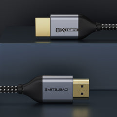 CABLETIME- 8K Premium HDMI 2.1 Cable Coaxial Cable, Wire: UL 32AWG 5P+4C with ALMlar+ 85% Braiding OD4.5mm, Flexilble matt PVC with nylon Jacket, Alumium Housing, Gold plated SKU- CT-AV540-HE21G(C8K)-B1