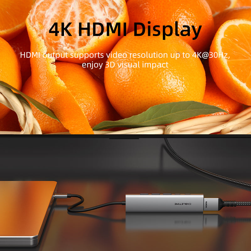 CABLETIME- ECO 9-IN-1 USB C HUB 4K30Hz, 5Gbps,  SKU- CT-HBP3-AG9