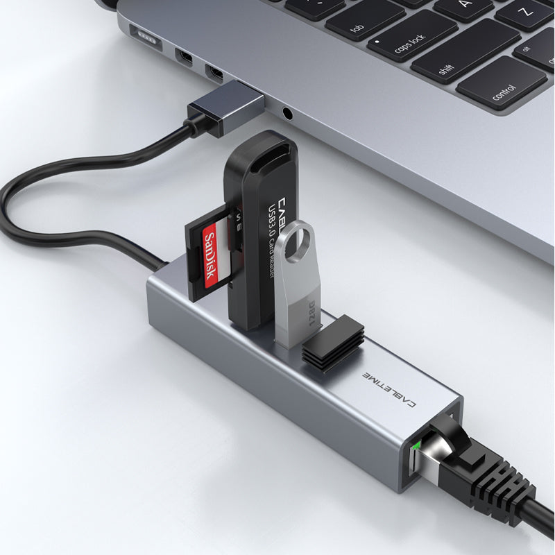 USB 3.0 3 Port Hub With Gigabit Ethernet Adapter
