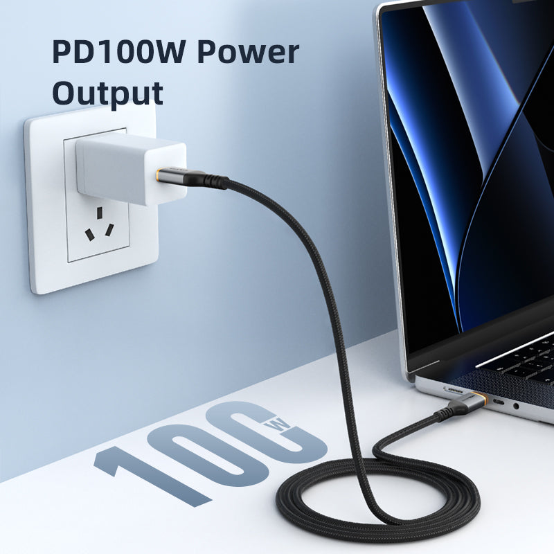 CABLETIME- Alumium USB-C to USB-C PD100W USB2.0 Cable, Male to Male, Nickle-plated, Black With Nylon jacket,100W/5A, WITH E-MARK, Current/Voltage: 5A/20V 100W, Transmission Rate: 480Mbps, Certificate: ROHS2, SKU-CT-CM100-AG1