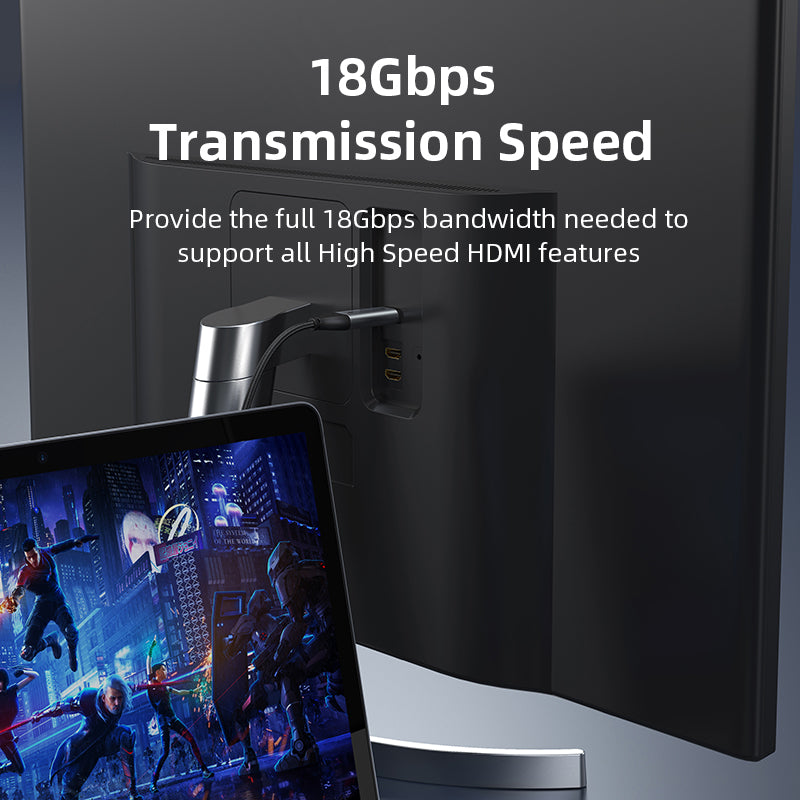 Premium USB Type C to HDMI Cable, Gold Plated, Support AUDIO-VIDEO 4K/60HZ, Transmission Rate: 18Gbps, Shell: Aluminum +TPE, Jacket: Black Braided, OD: 4.5mm, RoHS , SKU- CT-C160-PU31-CMHD2-S3