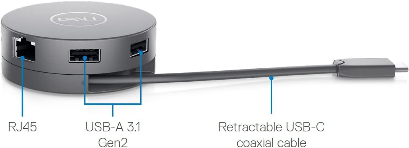 Dell DA310 USB-C Mobile Adapter, Type C Laptop Compatible - Dock and Adapter