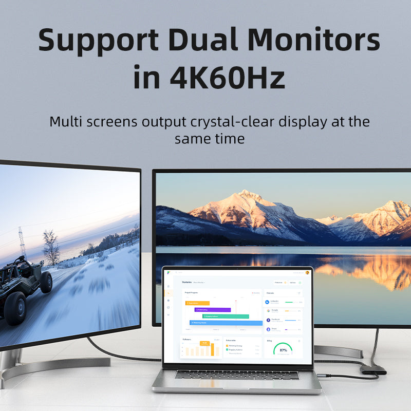 CABLETIME- 8K USB C To Dual HDMI Adapter Dual 4K , 8K30Hz HDMI + 4K60Hz HDMI + USB 2.0 + PD 100W, Support MST, Single 8K30Hz, Dual 4K60Hz, SKU- CT-CM2H8K-AG