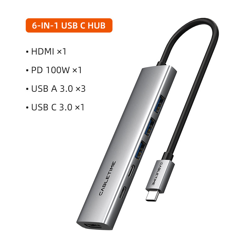 CABLETIME- ECO 9-IN-1 USB C HUB 4K30Hz, 5Gbps,  SKU- CT-HBP3-AG9