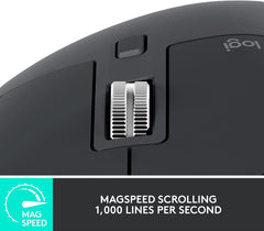 Logitech MX Master 3S - Wireless Performance Mouse with Ultra-fast Scrolling, Ergo, 8K DPI, Track on Glass, Quiet Clicks, USB-C, Bluetooth, Windows, Linux, Chrome - Graphite