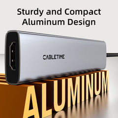 CABLETIME- ECO 9-IN-1 USB C HUB 4K30Hz, 5Gbps,  SKU- CT-HBP3-AG9