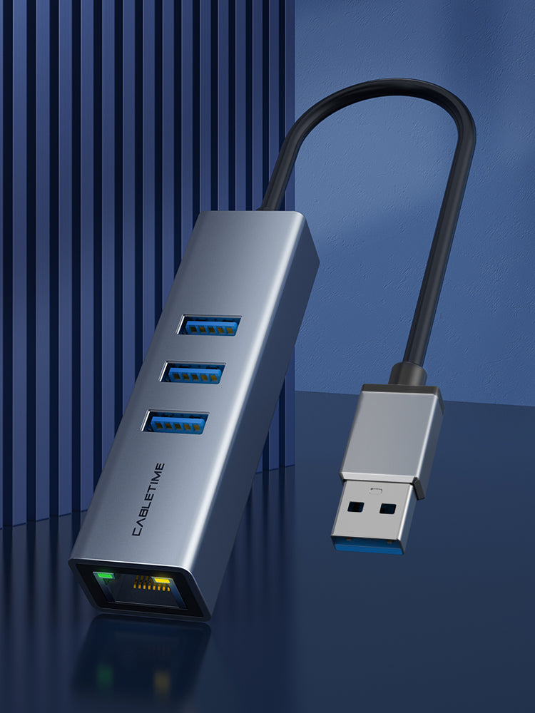 USB 3.0 3 Port Hub With Gigabit Ethernet Adapter