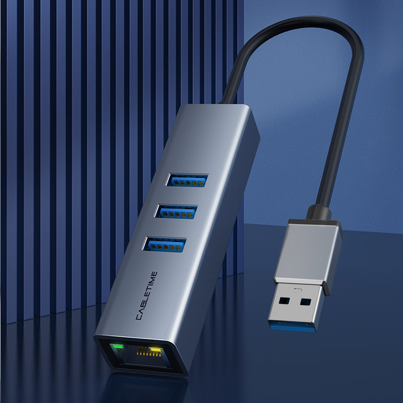 USB 3.0 3 Port Hub With Gigabit Ethernet Adapter