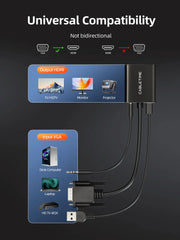 VGA to HDMI Monitor Adapter Converter with USB Audio & Power