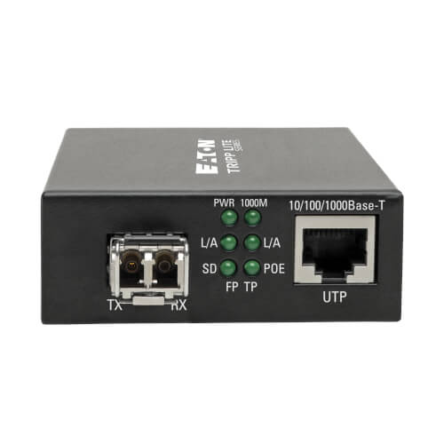 TRIPP LITE N785-P01-LC-MM1 - Gigabit Multimode Fiber to Ethernet Media Converter, POE+ - 10/100/1000 LC, 850 nm, 550M (1804.46 ft.)