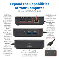 Tripp Lite Thunderbolt 3 Dock Dual Display 8k DP 4k HDMI USB-A Hub Gbe (MTB3-DOCK-04)