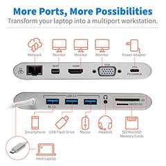 Tripp Lite USB 3.1 Gen 1 USB-C Docking Station w/ USB-A, HDMI, VGA, mDP, Gigabit Ethernet, Mem Card, 3.5mm & USB-C PD Charging, USB C, USB Type C,...