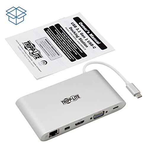 Tripp Lite USB 3.1 Gen 1 USB-C Docking Station w/ USB-A, HDMI, VGA, mDP, Gigabit Ethernet, Mem Card, 3.5mm & USB-C PD Charging, USB C, USB Type C,...