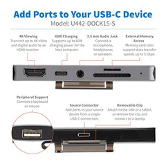 TRIPP LITE USB-C Dock with Removable Clip - For Laptops and Tablets, 4K HDMI, USB-A Hub, 60W PD Charging