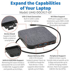 USB-C Docking station, Single Display - HDMI 4K, USB 3.2 Gen 1, USB-A/USB-C Hub, SATA III, PD 100W Charging, Grey